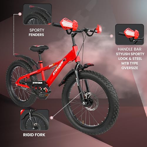 Image of Stryder 20T BMX Rexy DD (Dual Disc) Kids Cycle | Age 7-13 Years | Height 48-60″ | Kids Unisex Cycle| Red /Black
