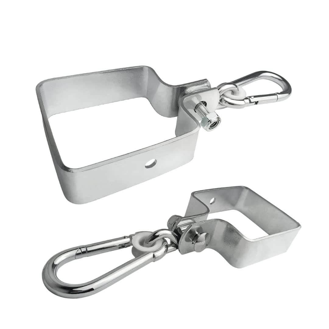 Set di 2 Ganci per Altalena con Moschettone 90x90mm Ganci A Manica Collare per Altalena - Moschettone Quadrato Supporto per Gancio Gancio per Travi O Legni Quadrati Supporto