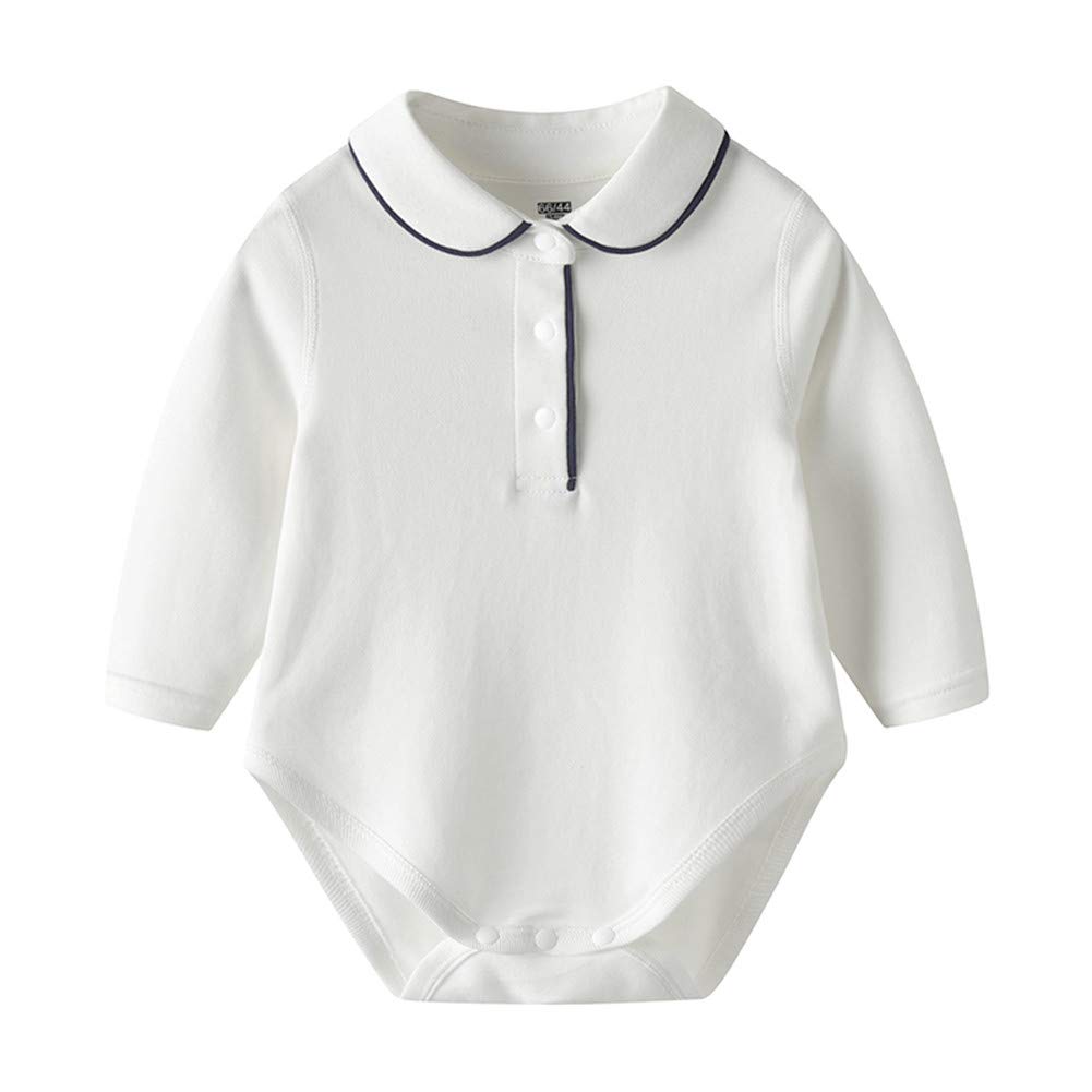 Auro Mesa Newborn Baby Infant Unisex Cotton Long-Sleeve Solid Peter Pan Collar Onesies Bodysuits
