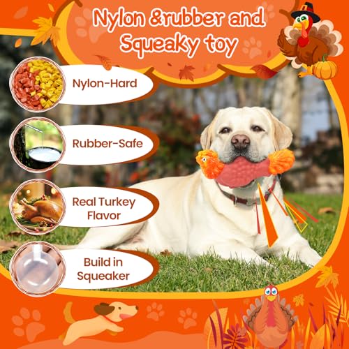 Image of WinTour Tough Dog Toys for Aggressive Chewers, Dog Chew Toys for Large Dogs, Turkey Indestructible Squeaky Dogs Toy to Keep Them Busy