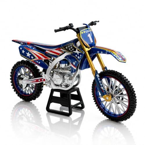 1:12 Scale Diecast Dirt Bike Model, NO.1 Motorcycle Replica with Racing Number Graphics, Alloy Body, Display Stand, Collectible Mini Motorbike for Motorcycle Enthusiasts - Image 4