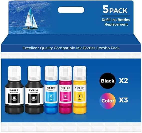 Compatible for EPT502 Ink Refill Bottles ET-2850 ET-3850 ET-4850 ET-15000 Ink Refill for ET 2850 ET 3850 ET-4760 ET-3760 ET-4950 ET-2760 ET-3830 ET 4850 ET 4950 ET 15000 ET 3760 ET-2980 ET-3950 Ink