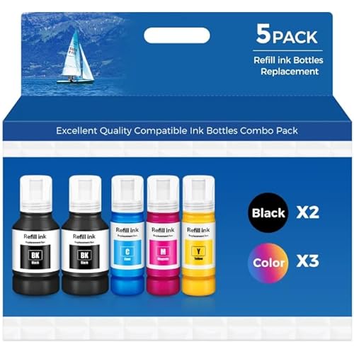 Compatible for EPT502 Ink Refill Bottles ET-2850 ET-3850 ET-4850 ET-15000 Ink Refill for ET 2850 ET 3850 ET-4760 ET-3760 ET-4950 ET-2760 ET-3830 ET 4850 ET 4950 ET 15000 ET 3760 ET-2980 ET-3950 Ink