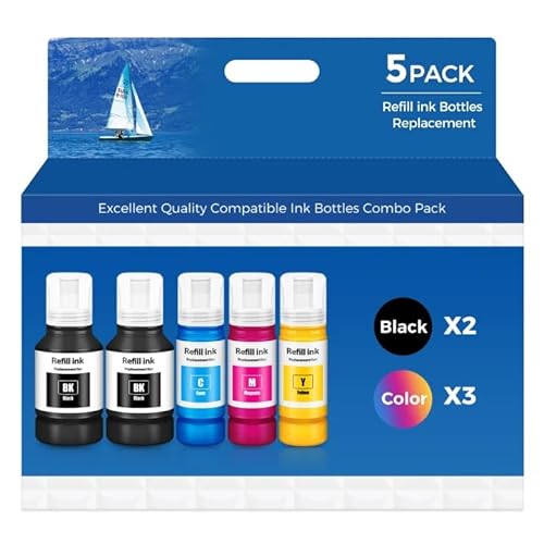 Compatible for EPT502 Ink Refill Bottles ET-2850 ET-3850 ET-4850 ET-15000 Ink Refill for ET 2850 ET 3850 ET-4760 ET-3760 ET-4950 ET-2760 ET-3830 ET 4850 ET 4950 ET 15000 ET 3760 ET-2980 ET-3950 Ink