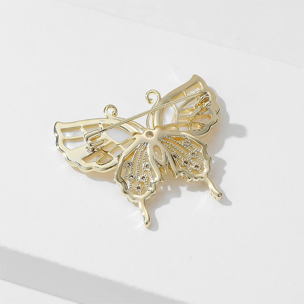 Broche de Mariposa para Mujer, Estilo alas de Concha, Broche pequeño para Solapa.