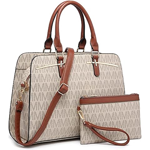 MKP Women Satchel Handbags Shoulder Purses Totes Top Handle Work Bags with Matching Wristlet Wallet, Beige, M Cover