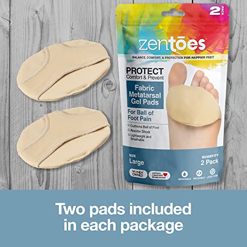 ZenToes Ball of Foot Pads Metatarsal Cushions for Metatarsalgia, Arthritis and Sesamoid Pain Relief 1 Pair (Large, Women 8-10, Men 9-11)