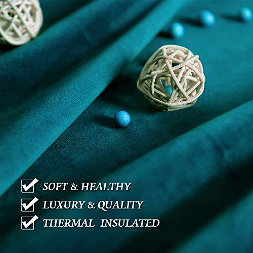 RYB Home Velvet Curtains - Room Darkening Curtains for Living Room, Luxury Soft Window Drapes for Bedroom, Privacy Protect Thermal Insulated Backdrop, 52" Width x 96" Length, Peacock Blue, 1 Pair - Image 7