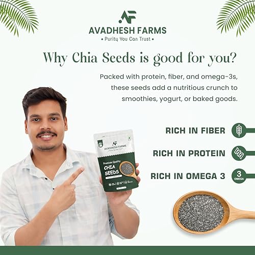 Image of Avadhesh Farms Raw Chia Seeds for weight loss with Omega 3, Fiber, Calcium Rich Chia Seeds Chia Seeds 1kg