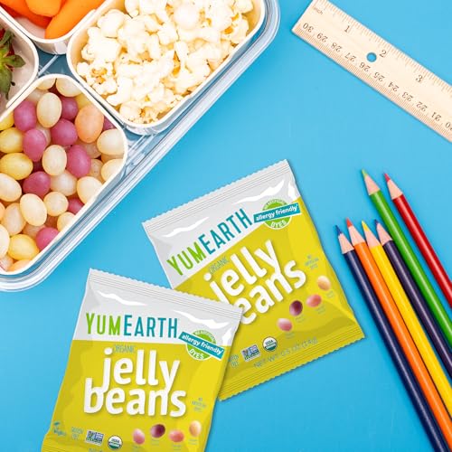Image of YumEarth Organic Jelly Beans - Fruity Candy Snack Packs, Gluten Free Snacks for Kids - Allergy Friendly, Non-GMO, No Artificial Dyes - Assorted Flavors, 7.5 oz. (Pack of 15)