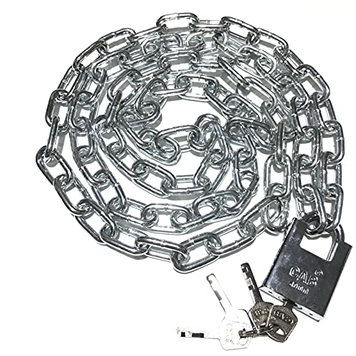 Image of Keyed Padlocks Steel Heavy Chain Lock, Waterproof and Rustproof Bicycle Anti-Theft Lock, 0.5m-5m (Size : 1m)