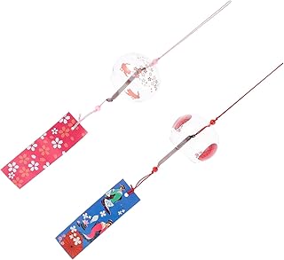 GALPADA 2 Peças Carrilhão De Vento Decoração De Cereja Decoração Japonesa Para Decoração De Casa Carrilhão De Vento Japonês Carrilhão De Vento Romântico Sinos Gato Sinos De Vento Janela