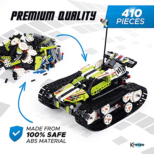 Krenzo Rc Tank For Adults - App Control Rc Stem 400+ Pcs Building Block - Rc Tank Toy Kit For 14+ Age - Perfect Educational Toys Gift For Boys - Remote Control Tank For Kids And Teens #TOP2