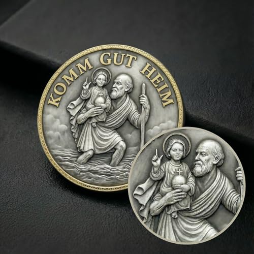 ELBKAISER – Christopherus Auto Magnet - Komm gut Heim – Heiliger Christophorus Plakette fürs Auto – Schutzpatron - Autofahrer & Schutzengel Auto Magnet, edle Christophorus Auto als Geschenk
