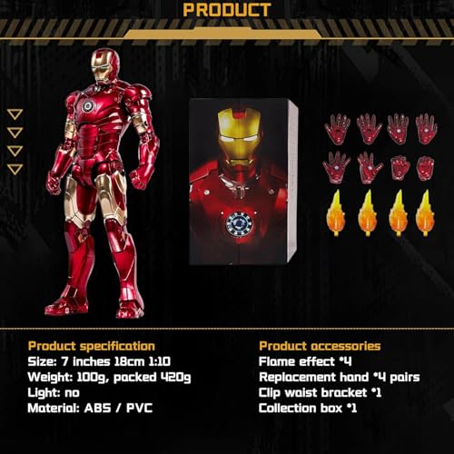 Image of ZD Box Toys Collectible Action Figure Full Box Set: Anniversary Series Non-Luminous Version 1:10 Scale Super Hero (MK - Iron Mark III)