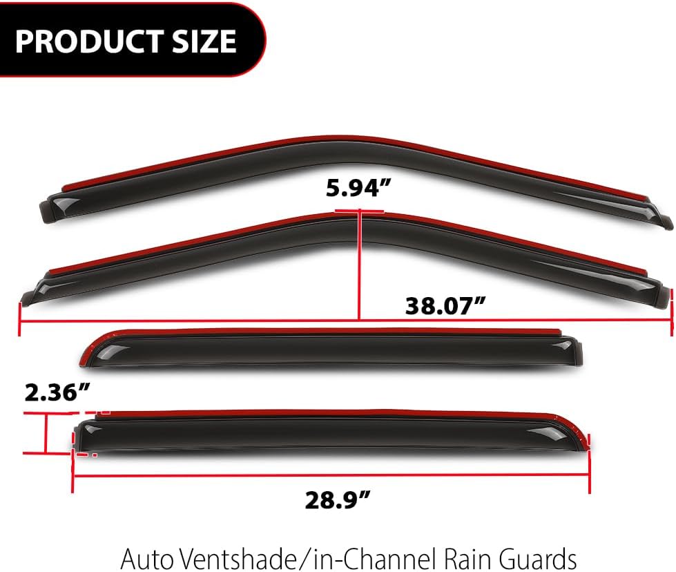 ANDPLAY 4PCS in-Channel Window Visors Rain Guards Side Wind Deflector Compatible with Ford F150 Supercrew 2015-2025 Fit Ford F150 Raptor SuperCrew 2017-2025 Glossy Black