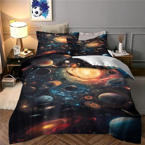 Parure de lit galaxie 3d housse couette espace ado 140x200 microfibre