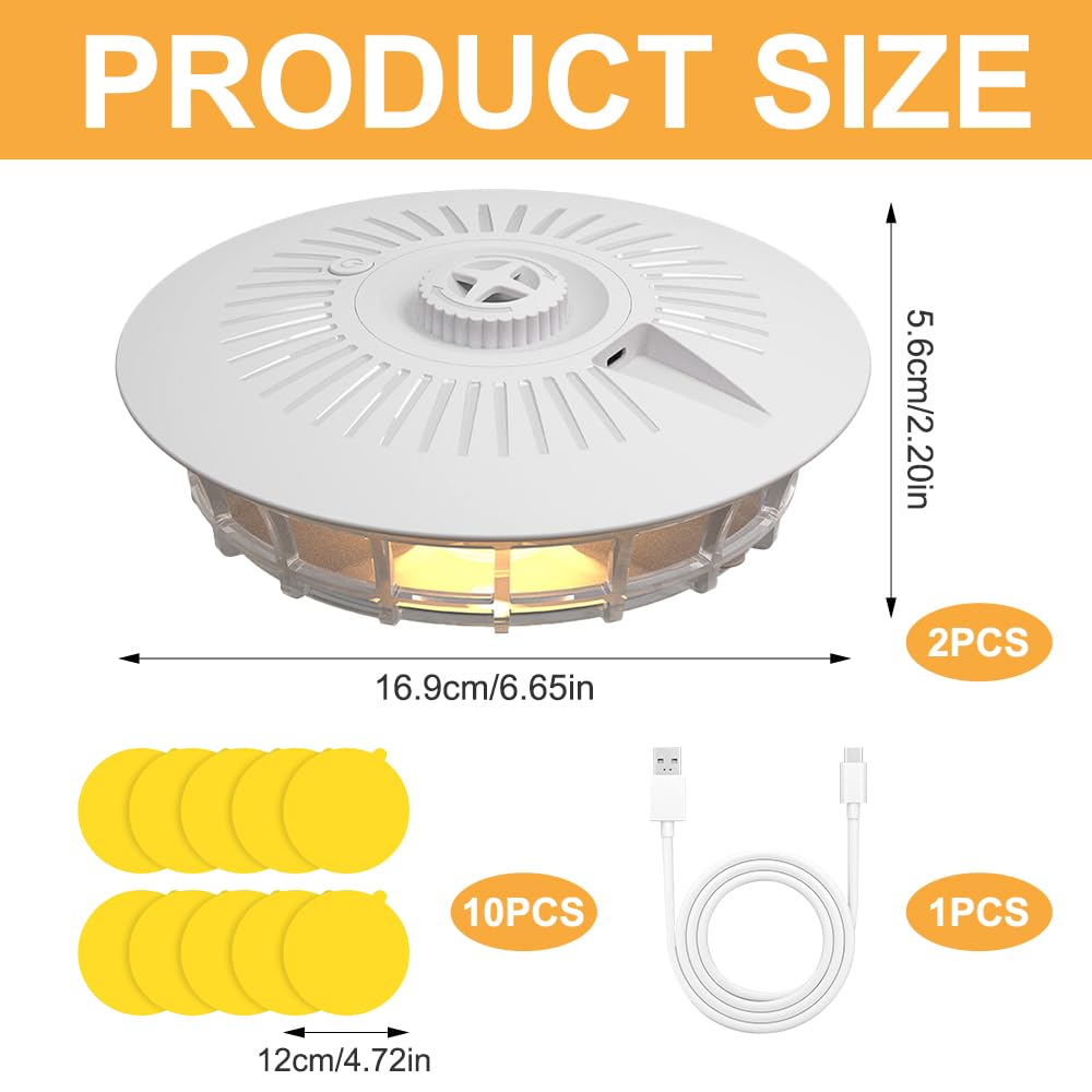 Pulgas Eliminar Casa, 2PCS Trampa para Pulgas, Lámpara Antipulgas con 14 Almohadillas Adhesivas, 4 Modos Flea Trap para salón, Cocina
