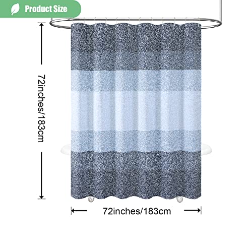 Dynamene Navy Blue Fabric Shower Curtain - Ombre Striped Waffle Weave Cloth Shower Curtains For Bathroom, Heavy Duty Waterproof Neutral Hotel Spa Luxury Decorative Shower Curtain Set With Hook, 72X72 #TOP5