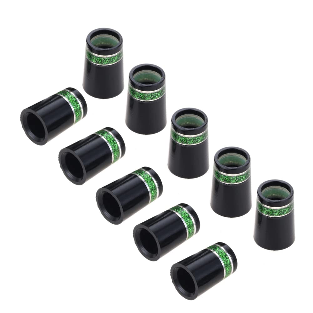 Srutueo 10 Pcs Golf Sleeve Ferrule for Golf Irons Tip Size 0.370 Plastic Golf Ferrules Club Shafts Accessories,Green, Green&Black