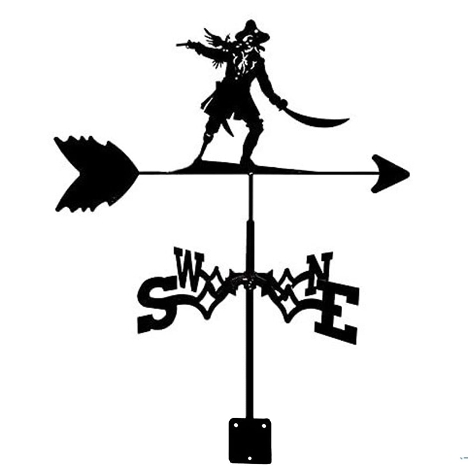 WIQUYBML Wind Vane Weather Black Garden Weathervane Stainless Steel Weathercock Farm Ornament