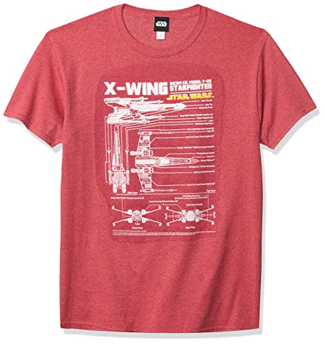 T-shirt Star Wars X-Wing rouge chiné pour homme : un imprimé durable qui ne craquelle pas