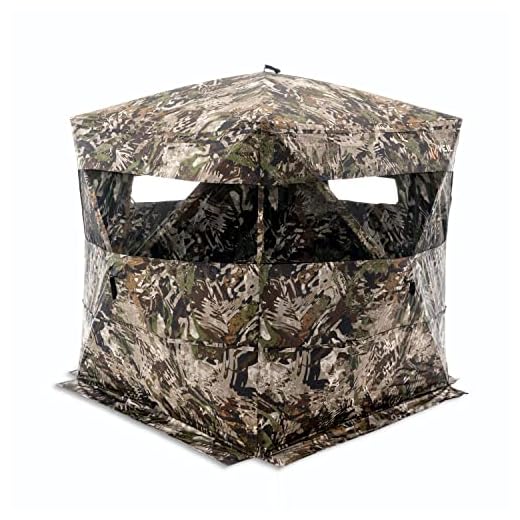 VEIL CAMO VC180 3-Person Hub Blind with Panoramic Windows – Ground Blind for Deer & Turkey Hunting, 180-Degree Panoramic Window, Water Resistant, Durable & Heavy-Duty Design, Silent Closure Door
