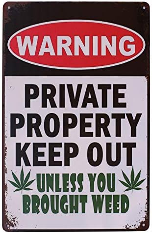 SUMIK Warning Private Property Keep Out Metal Tin Sign, Vintage Art Poster Plaque Garage Man Cave Bar Home Wall Decor