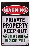 SUMIK Warning Private Property Keep Out Metal Tin Sign, Vintage Art Poster Plaque Garage Man Cave Ba