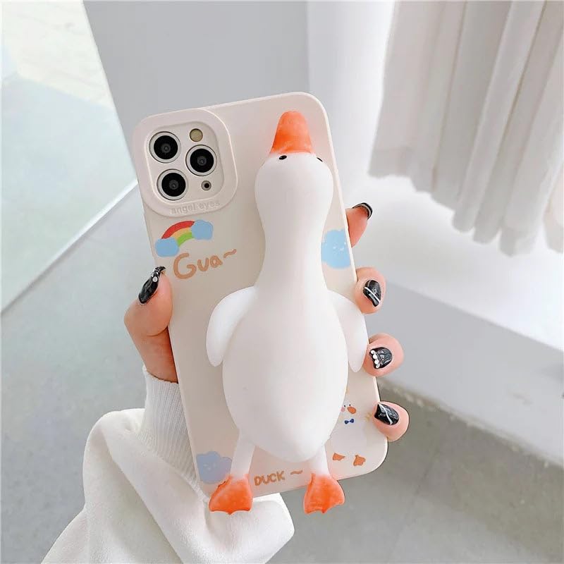 Image of COVERLY for iPhone 12 Pro 3D Duck Squeezy Cartoon Case,Premium Luxury Silicone Quack Stress Release Decor Case Cool Stand Game Full Protective Cute Kawaii Aesthetic Cover for Apple iPhone 12 Pro