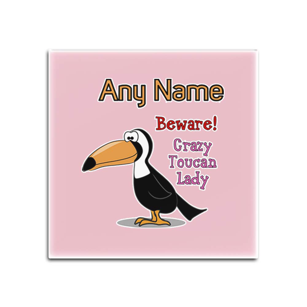 Dessous-de-verre en verre avec motif animal toucan rose carré x4