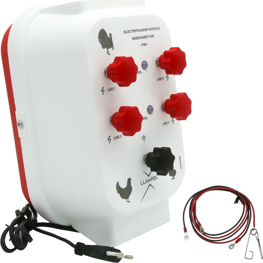 Llampec Pastor Eléctrico Avícola PASAVIO004 – 0,9J y 9.000V – Protección para Comederos y Bebederos en Granjas Avícolas – Evita que las Aves se Posen y Ensucien las Instalaciones – Fabricado en España