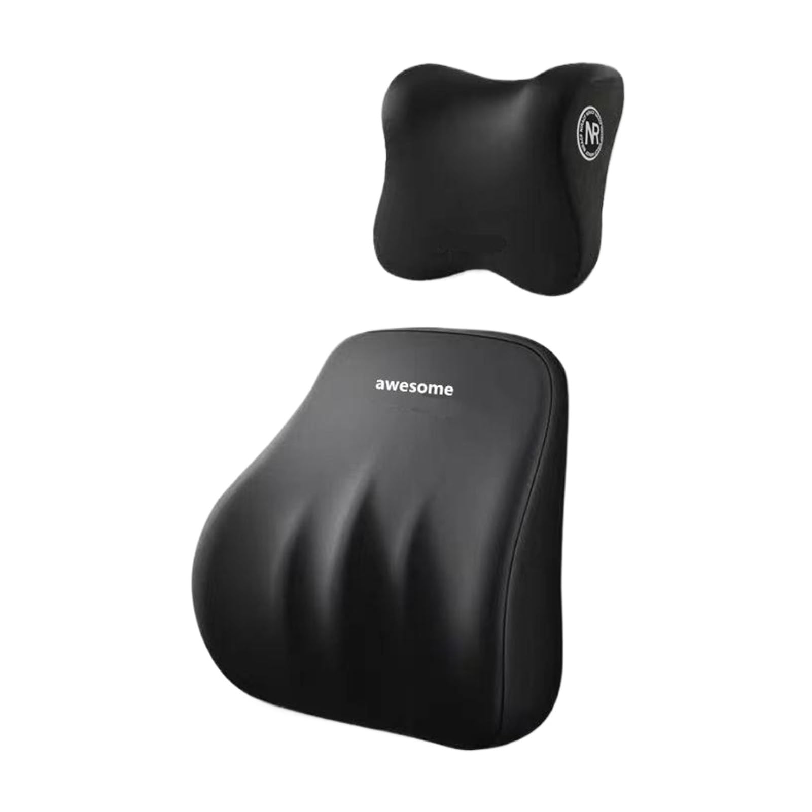 RCGOFOLLOW Car Headrest Lumbar Support Pillow Set With Adjustable Straps For Personalized Comfort Daily Commutes Neck Or Sedentary Office Work Providing Comfort, Black