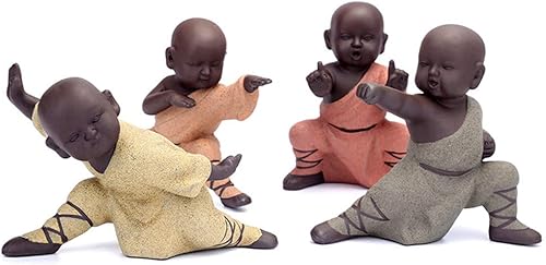 Miniatura 3 de Kingzhuo Estatuilla de Buda en miniatura de cerámica, pequeña y linda estatua de Buda, figura de monje, manualidades creativas para bebés, adornos