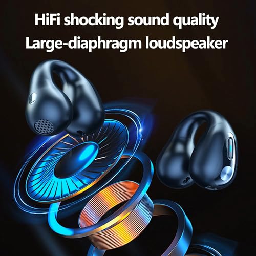 Image of neQra Clipy LY6 Earbuds TWS Earphone Bluetooth 5.3 with Mi, Sports, Gaming, Music, 12 Hrs Battery, Clip Fit, Ear Comfort, Battery Level Display on Case, One Touch Control. Sweat Resistant.-Matte Black