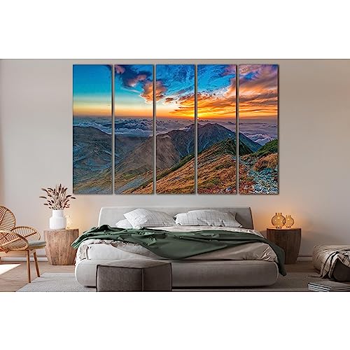 Impression sur toile panorama montagne nuageuse pour grand salon moderne