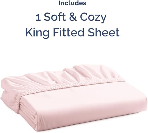 Miniatura 260 de King Fitted Bed Sheet - Bottom Single Fitted Sheet Only - Ultra-Soft Hotel Luxury Bedding w/ 8-16 Inch Deep Pockets - Breathable, Cooling & Wrinkle