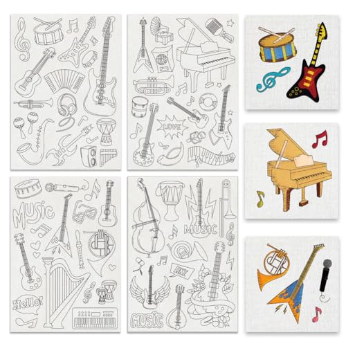 BENECREAT 4 Blätter 78 Stück Musik wasserlösliche Stickmuster, Gitarren-Handnähstabilisatoren Stick- und Stichstickpapier für Stickanfänger, Hemden, Mäntel, Taschen, Handtücher