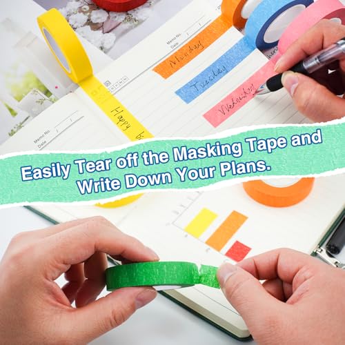 Image of OWLKELA 12 Rolls Masking Tape, 16yd per Roll, Rainbow Colors | Painters Tape, Craft Tape, Ideal for Bullet Journals, Party Decorations & DIY Crafts