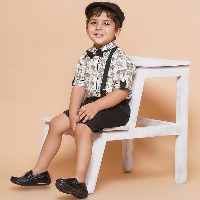 Image of AJ DEZINES Kids Casual Wear Clothing Cotton Shirt Short Set For Boys