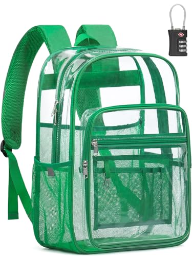 Image of Clear Backpack for School, Heavy Duty Clear Bookbag With a TSA Lock | 18 inch large clear bag, Durable PVC, For boys /girls /men /women /teens /adult, Ideal for work /sport /travel /daily life