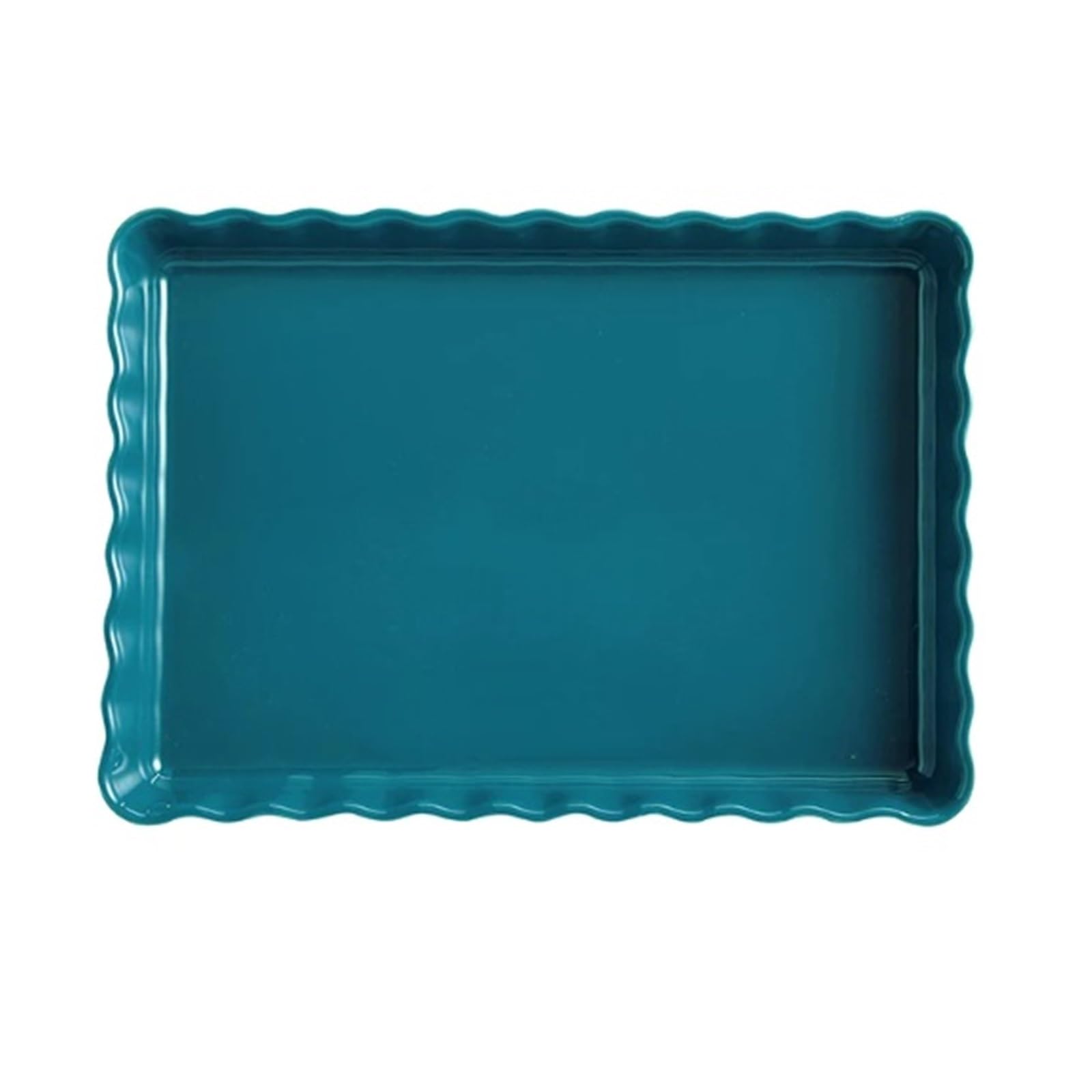 Cucina Pirofila Rettangolare In Ceramica Con Bordo Ondulato Cottura(Yellow,Piccolo)