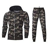 Celucke Herren Trainingsanzug Set Camouflage Slim Fit,Männer Jogginganzug Sportanzug Jogging Hosen Army Kapuzenjacke Hoodie