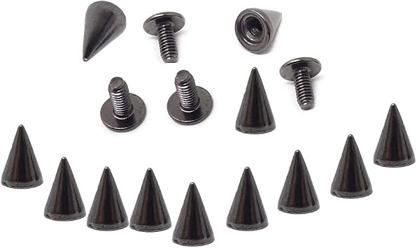 7x10mm Cone Spikes Screwback Studs DIY Punk Rock Bullet Rivets Metal Studs Spike for Leather-Craft Pack of 100 Gunblack