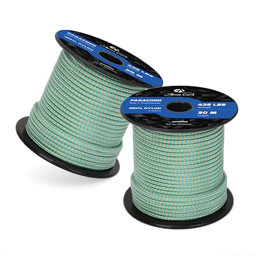 Abma Cord Paracord 425 lbs 3mm 100% Nylon 30M - Turquoise & Gold, Shockwave-turquoise & Gold, 30 Meters