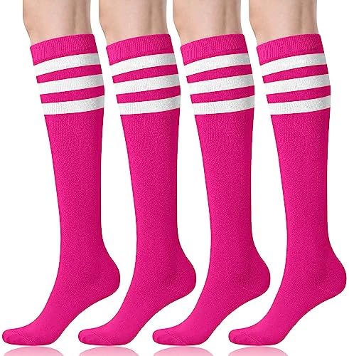FITRELL 4 Paar Kniestrümpfe Damen aus Baumwolle Lange Strümpfe EU 36-41 | Sportsocken für Outdoor-, Sport- und Freizeitsocken Einheitsgröße