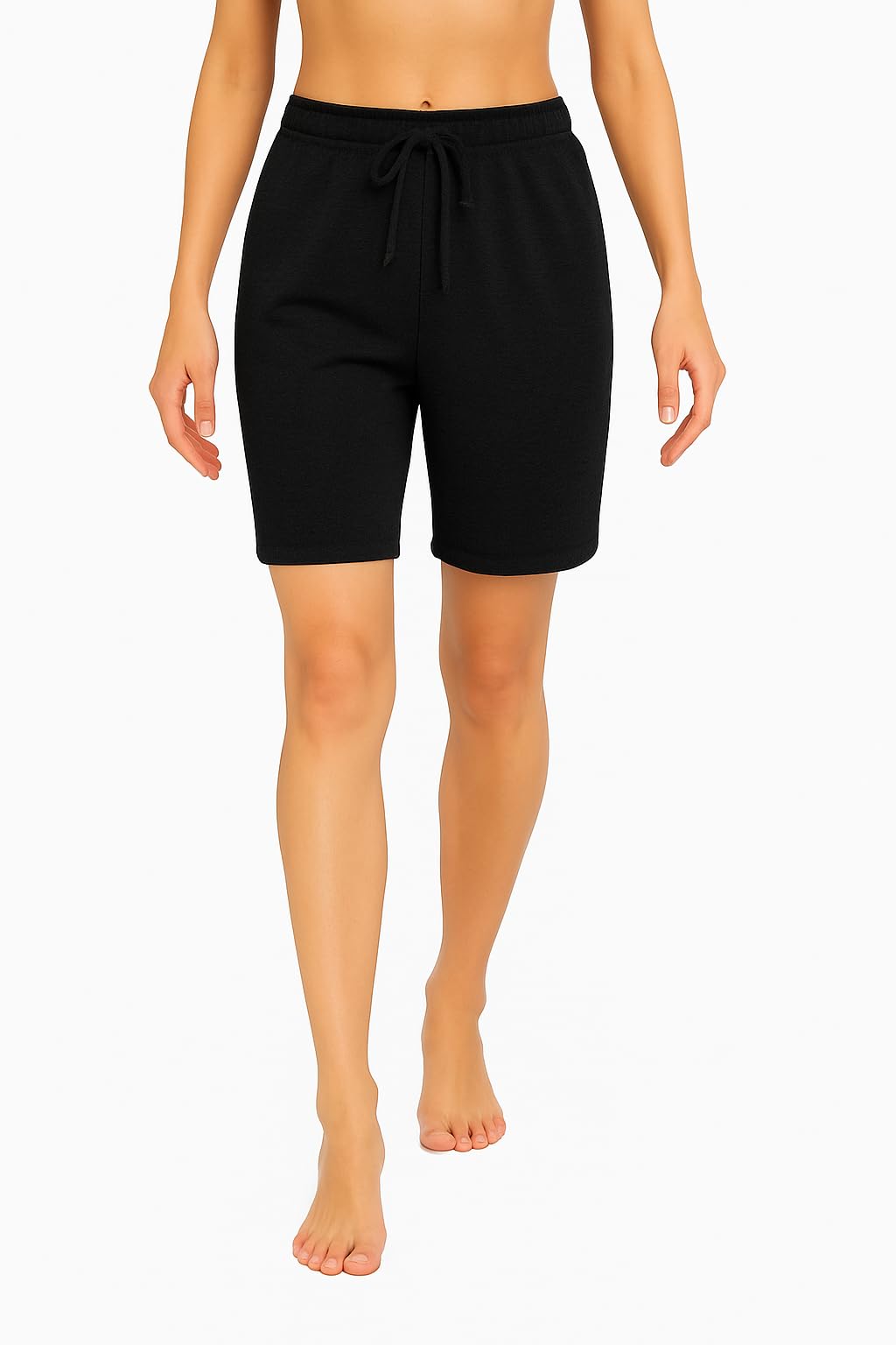 Womens Plain Shorts Knee Length Yoga And Gem Shorts For Girls Black Single Pack-picture-24
