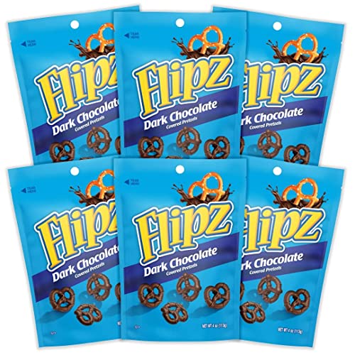 Flipz Dark Chocolate Covered Pretzels (4 Ounce, Pack of 6), Perfect Sweet, Salty, & Crunchy Snack For Adults And Kids - Thumbnail 2