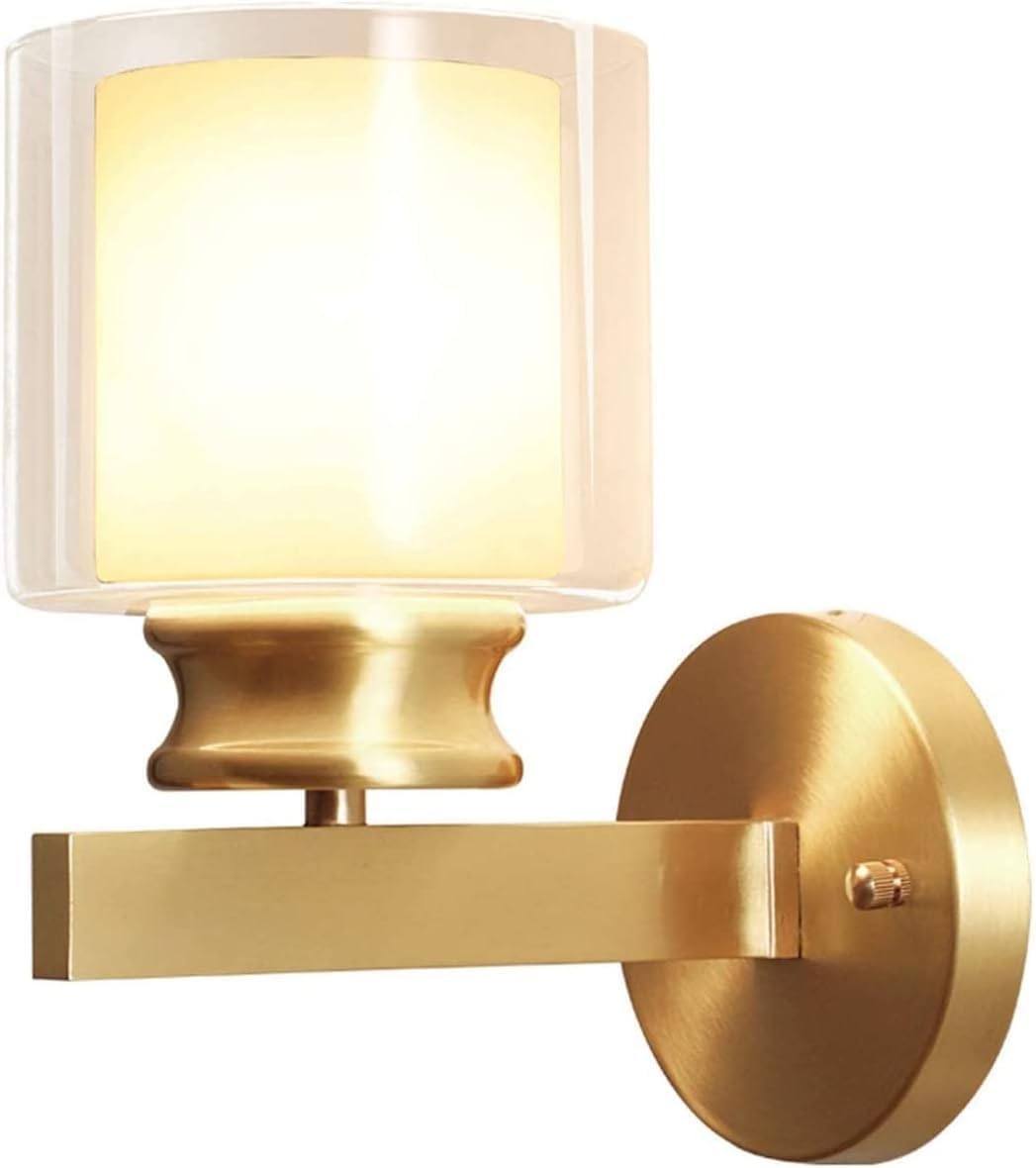 CWCQGH Industrial Copper Wall Sconce Up and Down,E27 Modern Wall Lamp Glass Lamp Shade