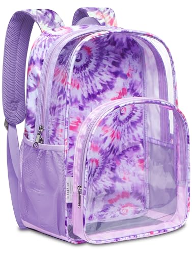 BLUEFAIRY Mochila Transparente Escolar Aprovada Grande PVC Roxo 43 x 30 x 19 cm
